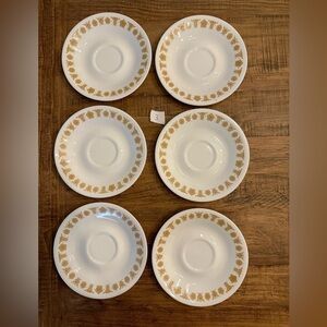 Corelle Butterfly Gold pattern Six Saucers. Excellent pre-owned condition